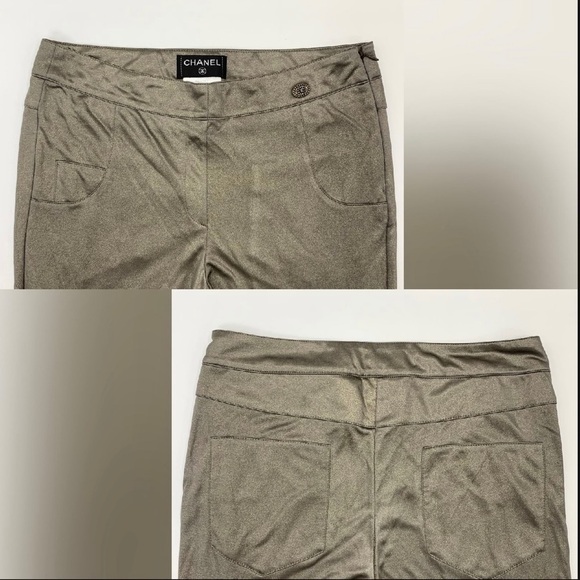 CHANEL GOLD SHIMMER LEGGINGS Pants sz 36 - Picture 6 of 16